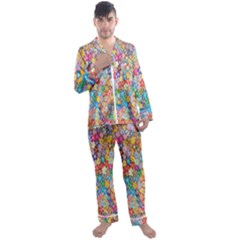 Sakura Cherry Blossom Floral Men s Satin Pajamas Long Pants Set