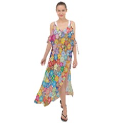 Sakura Cherry Blossom Floral Maxi Chiffon Cover Up Dress