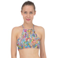 Sakura Cherry Blossom Floral Racer Front Bikini Top by Amaryn4rt