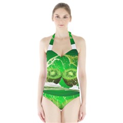 Kiwi Fruit Vitamins Healthy Cut Halter Swimsuit by Amaryn4rt