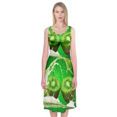 Kiwi Fruit Vitamins Healthy Cut Midi Sleeveless Dress