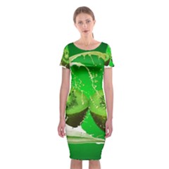 Kiwi Fruit Vitamins Healthy Cut Classic Short Sleeve Midi Dress