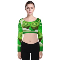 Kiwi Fruit Vitamins Healthy Cut Velvet Long Sleeve Crop Top by Amaryn4rt