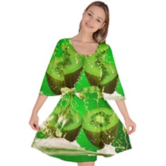 Kiwi Fruit Vitamins Healthy Cut Velour Kimono Dress by Amaryn4rt