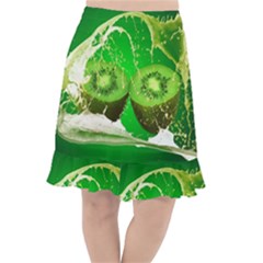 Kiwi Fruit Vitamins Healthy Cut Fishtail Chiffon Skirt by Amaryn4rt