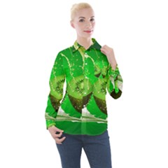 Kiwi Fruit Vitamins Healthy Cut Women s Long Sleeve Pocket Shirt