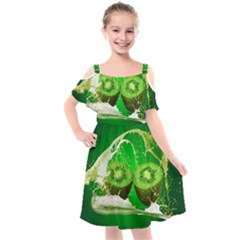 Kiwi Fruit Vitamins Healthy Cut Kids  Cut Out Shoulders Chiffon Dress by Amaryn4rt