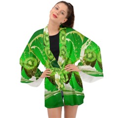 Kiwi Fruit Vitamins Healthy Cut Long Sleeve Kimono by Amaryn4rt