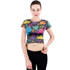 Dino Cute Crew Neck Crop Top by Mjdaluz