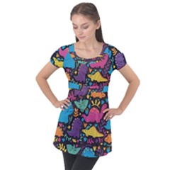 Dino Cute Puff Sleeve Tunic Top by Mjdaluz