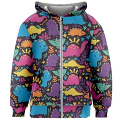 Dino Cute Kids  Zipper Hoodie Without Drawstring by Mjdaluz