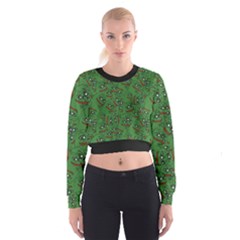 Pepe The Frog Perfect A-ok Handsign Pattern Praise Kek Kekistan Smug Smile Meme Green Background Cropped Sweatshirt by snek