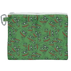 Pepe The Frog Perfect A-ok Handsign Pattern Praise Kek Kekistan Smug Smile Meme Green Background Canvas Cosmetic Bag (xxl) by snek