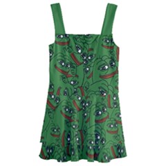 Pepe The Frog Perfect A-ok Handsign Pattern Praise Kek Kekistan Smug Smile Meme Green Background Kids  Layered Skirt Swimsuit by snek