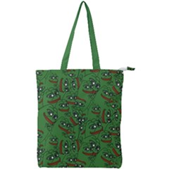 Pepe The Frog Perfect A-ok Handsign Pattern Praise Kek Kekistan Smug Smile Meme Green Background Double Zip Up Tote Bag by snek