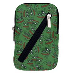 Pepe The Frog Perfect A-ok Handsign Pattern Praise Kek Kekistan Smug Smile Meme Green Background Belt Pouch Bag (large) by snek