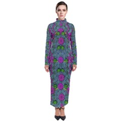 The Most Beautiful Flower Forest On Earth Turtleneck Maxi Dress by pepitasart