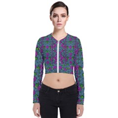 The Most Beautiful Flower Forest On Earth Long Sleeve Zip Up Bomber Jacket by pepitasart