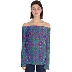 The Most Beautiful Flower Forest On Earth Off Shoulder Long Sleeve Top by pepitasart