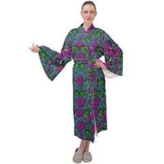 The Most Beautiful Flower Forest On Earth Maxi Velour Kimono by pepitasart