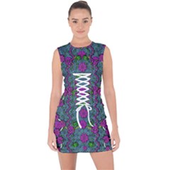 The Most Beautiful Flower Forest On Earth Lace Up Front Bodycon Dress by pepitasart