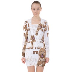 Golden Doodle Apparel V-neck Bodycon Long Sleeve Dress by goldendoodle