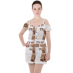 Golden Doodle Apparel Ruffle Cut Out Chiffon Playsuit