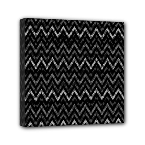 Chevrons Noir / Gris Mini Canvas 6  X 6  (stretched) by kcreatif