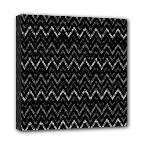 Chevrons Noir / Gris Mini Canvas 8  X 8  (stretched) by kcreatif