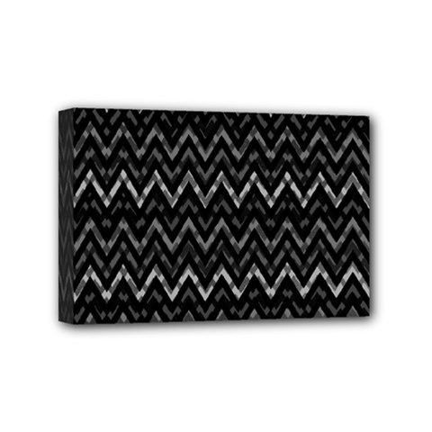 Chevrons Noir / Gris Mini Canvas 6  X 4  (stretched) by kcreatif