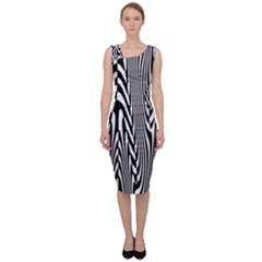 Abstrait Lignes Blanc/noir Sleeveless Pencil Dress by kcreatif