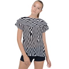 Abstrait Lignes Blanc/noir Ruffle Collar Chiffon Blouse