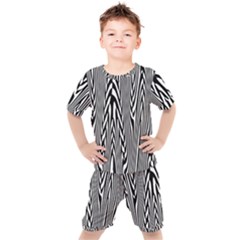 Abstrait Lignes Blanc/noir Kids  Tee And Shorts Set by kcreatif