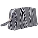 Abstrait Lignes Blanc/Noir Wristlet Pouch Bag (Large) View1