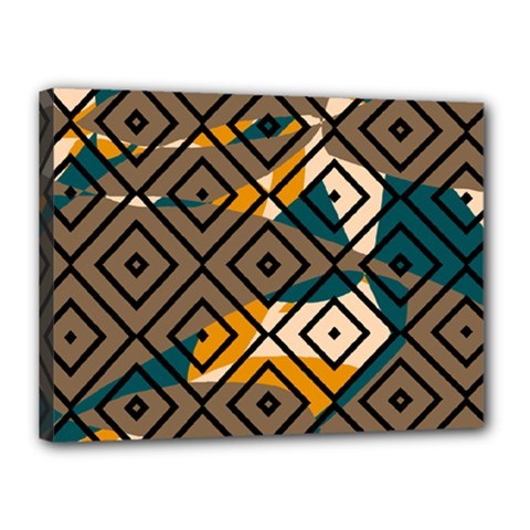 Abstrait Formes Marron/beige/bleu Canvas 16  X 12  (stretched) by kcreatif