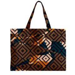 Abstrait Formes Marron/beige/bleu Zipper Mini Tote Bag by kcreatif