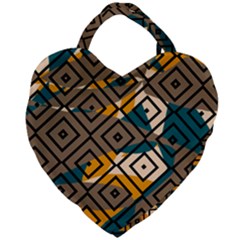 Abstrait Formes Marron/beige/bleu Giant Heart Shaped Tote by kcreatif