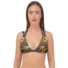 Abstrait Formes Marron/beige/bleu Double Strap Halter Bikini Top by kcreatif