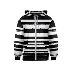 Bandes Abstrait Blanc/noir Kids  Zipper Hoodie by kcreatif