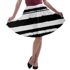 Bandes Abstrait Blanc/noir A-line Skater Skirt by kcreatif