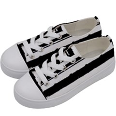 Bandes Abstrait Blanc/noir Kids  Low Top Canvas Sneakers by kcreatif