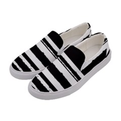 Bandes Abstrait Blanc/noir Women s Canvas Slip Ons by kcreatif