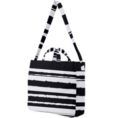 Bandes Abstrait Blanc/noir Square Shoulder Tote Bag by kcreatif