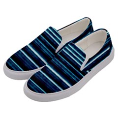 Bandes Peinture Bleu Profond Men s Canvas Slip Ons by kcreatif