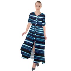 Bandes Peinture Bleu Profond Waist Tie Boho Maxi Dress by kcreatif