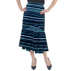 Bandes Peinture Bleu Profond Midi Mermaid Skirt by kcreatif