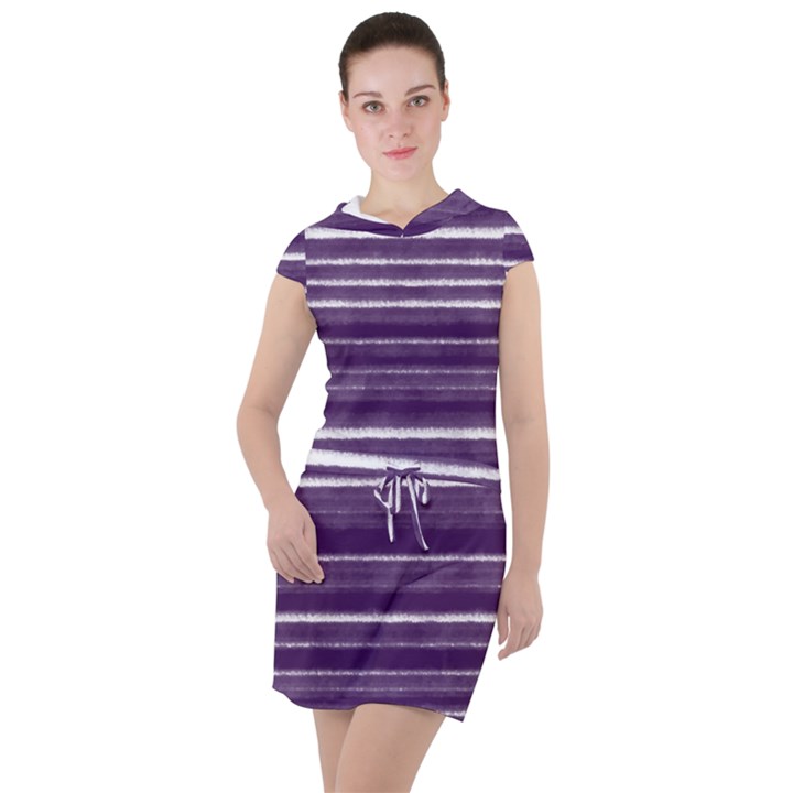 Bandes Peinture Violet  Drawstring Hooded Dress