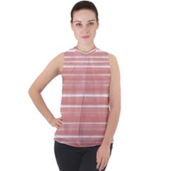 Bandes Peinture Rose Mock Neck Chiffon Sleeveless Top by kcreatif