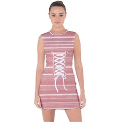 Bandes Peinture Rose Lace Up Front Bodycon Dress by kcreatif