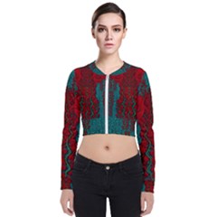 Lianas Of Roses In The Rain Forrest Long Sleeve Zip Up Bomber Jacket by pepitasart